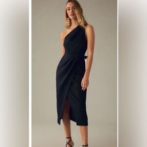 By Anthropologie One-Shoulder Linen Dress